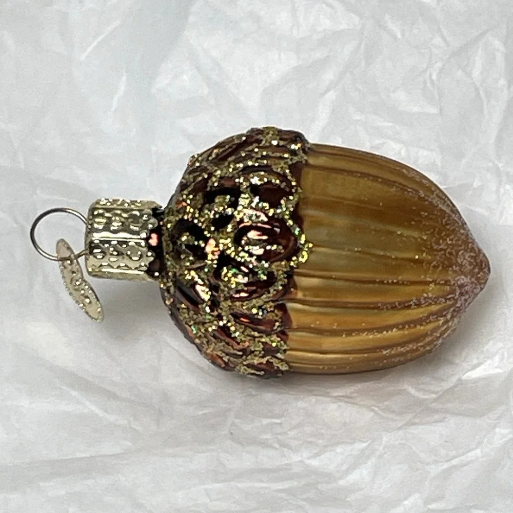 Old World Christmas Midwest Cannon Falls Glass Acorn Ornaments Mini Lot of 2